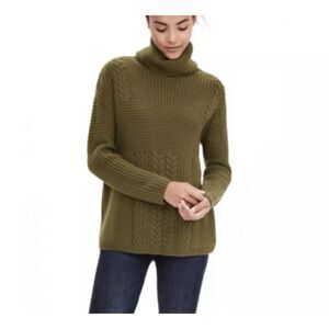 Banana Republic Todd & Duncan Scottish Cashmere Cable Knit Sweater Size XS Green